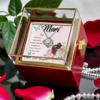 Mother Daughter Love Knot Pendant, Mom Love Knot Necklace, CZ Crystal Love Knot Necklace, Gold Jewelry for Mom, Birthday Christmas Present