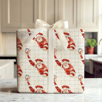 Sports Santa Net Gift Wrap, Spiking Santa Volleyball Wrapping Paper, Humorous Volleyball Player Christmas Present Wrap, Holiday Athlete Paper