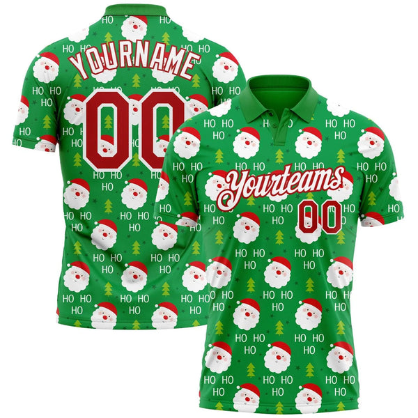 Santa Print Performance Golf Polo, Custom Christmas Golf Polo Shirt, Personalized Holiday Polo Shirt, Christmas Golf Present 