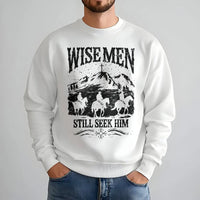 Western Cowboy Christian Sweatshirt, Wise Men Still Seek Him Sweatshirt, Faith Based Christmas Crewneck, Religious Holiday Believer Sweater