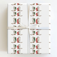 Western Holiday Wrapping Paper, Cowboy Boot Christmas Wrapping Paper, Country Cowgirl Gift Wrap, Festive Winter Present Wrapping Paper