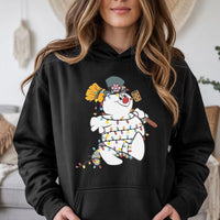 Festive Holiday Cartoon Hoodie, Snowman Christmas Hoodie, Adorable Winter Snowman Hoodie, Retro Xmas Hooded Pullover, Comfy Holiday Present