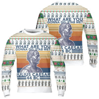 Humorous Roman History Meme Sweater, Julius Caesar Ugly Christmas Sweatshirt, Caesar Holiday Crewneck, History Teacher Xmas Pullover Present