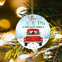 Red Christmas Truck Ornament, You and Me We Got This Ornament, Romantic Couple Tree Ornament, Adorable Holiday Keepsake Present for Partner