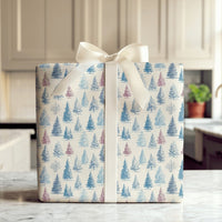 Rustic Christmas Tree Gift Wrap, Vintage Pine Tree Wrapping Paper, Winter Holiday Present Paper, Forest Pine Xmas Wrapping Paper Roll