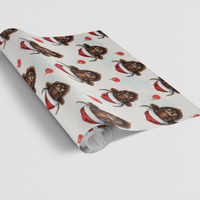 Adorable Cattle Holiday Gift Wrap Roll, Santa Hat Highland Cow Christmas Wrapping Paper, Winter Animal Present Paper, Farmhouse Christmas Wrap