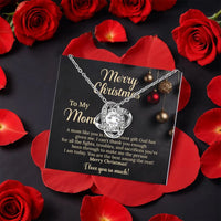Christmas Rose Box Love Knot Pendant, Love Knot Necklace for Mom, Cubic Zirconia Love Knot Jewelry, Mother Christmas Present Necklace