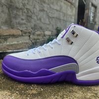 High Top Sneakers, White Purple Colorway, Lace Up Design, Casual Gift for Sneaker Fans