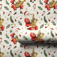 Jazz Santa Gift Wrap, Santa Playing Saxophone Wrapping Paper, Watercolor Christmas Wrapping Paper, Musical Holiday Present Wrapping Paper