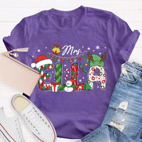 Personalized Snowman Holiday Shirt, Custom Snowman Christmas T-Shirt, Santa Hat Snowman Tee, Adorable Xmas Graphic T-Shirt, Winter Holiday Present