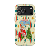 Vintage Holiday iPhone 15 Pro Max Phone Case, Retro Merry and Bright Christmas iPhone 15 Pro Max Case, Dual Layer Xmas Phone Cover