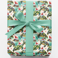 Christmas Sea Life Gift Wrap Roll, Watercolor Sea Turtle Wrapping Paper, Ocean Lover Gift Wrapping Paper, Coastal Holiday Present Paper