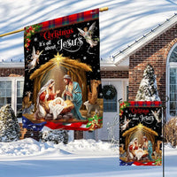 Its All About Jesus Holy Family Yard Flag, Christmas Nativity Garden Flag, Christian Holiday Outdoor Flag, Double-Sided Religious Decor