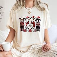 Adorable Holiday Farm Animal Tee, Christmas Goat Shirt, Humorous Xmas Goat Graphic T-Shirt, Festive Goat Lover Tee, Winter Farmer Holiday Present