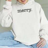Minimalist Holiday Typography Hoodie, Merry Christmas Hoodie, Adorable Festive Graphic Sweatshirt, Comfy Xmas Pullover, Winter Holiday Hoodie