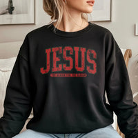 Christian Christmas Crewneck, Jesus Is the Reason for the Season Sweatshirt, Distressed Varsity Holiday Sweater, Faith Winter Pullover Present