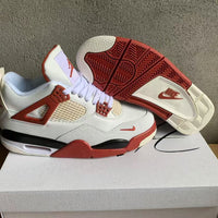 Mid Top Sneakers, Beige Red Colorway, Lace Up Design, Casual Gift for Sneaker Fans