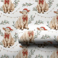 Farmhouse Calf Gift Wrap, Baby Cow Christmas Wrapping Paper, Rustic Cow Wrapping Paper, Holiday Country Gift Wrap, Xmas Present Roll