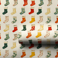 Vintage Holiday Gift Wrap, Christmas Stocking Wrapping Paper, Colorful Festive Christmas Wrapping Paper Roll, Traditional Xmas Present Wrap