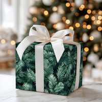 Evergreen Branch Gift Wrap, Watercolor Pine Needles Christmas Wrapping Paper, Rustic Botanical Wrapping Paper Roll, Holiday Present Wrap