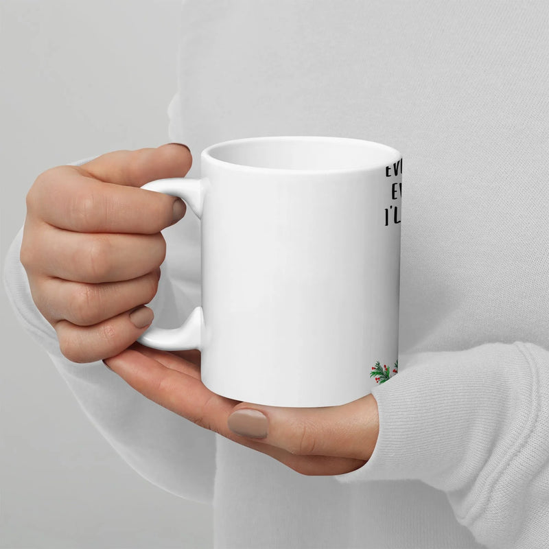 Festive Holiday Pine and Berry Garland Mug, Christmas Wreath Coffee Mug, Winter Season Ceramic Cup, Xmas Holiday Drinkware Mug
