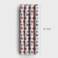 Pom-Poms Holiday Gift Wrap, Cheering Santa Claus Wrapping Paper, Adorable Santa Christmas Wrapping Paper, Festive Xmas Gift Wrap Roll for Kids