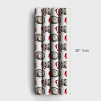 Santa Hat Birds Watercolor Gift Wrap, Christmas Owl Wrapping Paper, Adorable Festive Animal Wrapping Paper, Winter Holiday Xmas Present Supplies