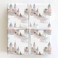 Watercolor Princess Castle Gift Wrap, Fairytale Castle Christmas Wrapping Paper, Magical Pink Castle Wrapping Paper, Holiday Gift Wrap