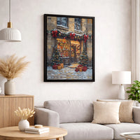 Impressionist Winter Street Canvas Art, Christmas Toy Shop Canvas Print, Festive Holiday Wall Art, Comfy Xmas Scene Canvas Decor, Winter Present