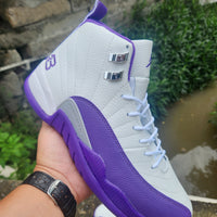 High Top Sneakers, White Purple Colorway, Lace Up Design, Casual Gift for Sneaker Fans