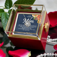 Mother Love Knot Necklace, Love Knot Necklace for Mom, CZ Crystal Pendant Necklace, Rotating Rose Gift Box, Birthday Christmas Present