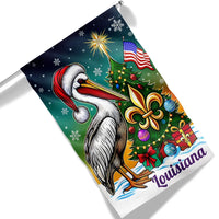 Santa Hat Fleur-de-Lis Yard Flag, Louisiana Pelican Christmas Garden Flag, Double Sided Holiday Garden Flag, Southern Xmas Lawn Decor