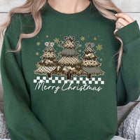 Camo Coquette Bow Holiday Sweater, Merry Christmas Tree Sweatshirt, Preppy Winter Xmas Crewneck, Adorable Southern Camouflage Graphic Pullover