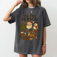 Tis the Season Holiday T-Shirt, Retro Santa Snowman Christmas Shirt, Vintage Winter Graphic Tee, Adorable Christmas Tee, Present for Women and Men