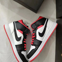 Sneakers, White Black Red Colorway, Lace Up Design, Casual Gift for Sneaker Fans