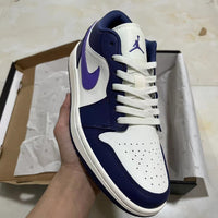 Low Top Sneakers, White Purple Colorway, Lace Up Design, Casual Gift for Sneaker Fans