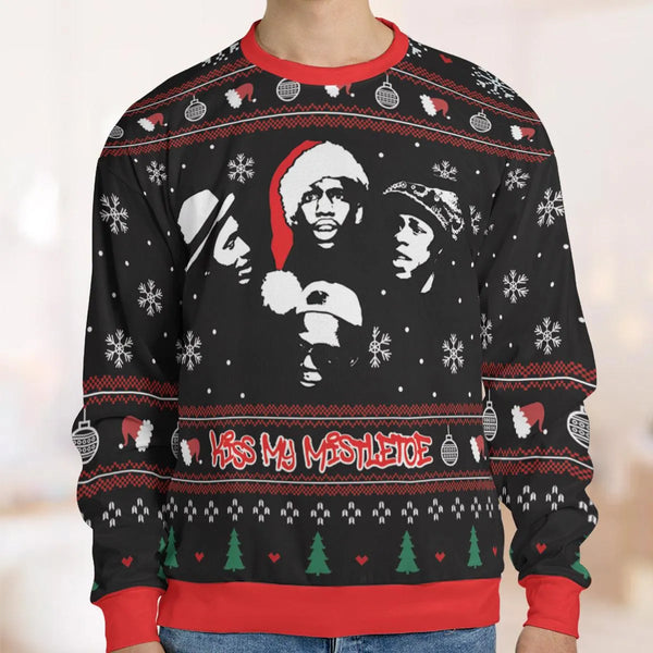Humorous Sarcastic Holiday Sweater, Kiss My Mistletoe Ugly Christmas Sweatshirt, Retro Adult Xmas Crewneck, Holiday Party Pul