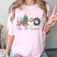Retro Santa Coquette Bow T-Shirt, Tis the Season Christmas T-Shirt, Adorable Holiday Graphic Tee, Festive Xmas Graphic T-Shirt