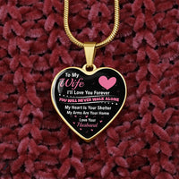 Personalized Wife Necklace, To My Wife Heart Necklace, Custom Engraved Heart Pendant, Romantic Christmas Present, Anniversary Present for Her