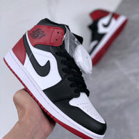 Retro Mid Top Basketball Shoes, Black Red Colorway, Lace Up Design, Casual Gift for Shoe Lovers