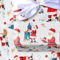 Artist Christmas Gift Wrap, Painter Santa Wrapping Paper, Winter Wonderland Wrapping Paper, Holiday Art Wrapping Paper Roll, Xmas Gift Wrap