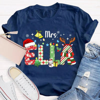 Custom Name Holiday Shirt, Personalized Christmas Snowflake T-Shirt, Festive Winter Family Graphic Tee, Matching Xmas Present Top