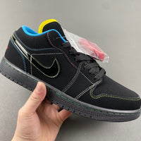 Low Top Sneakers, Black Yellow Colorway, Lace Up Design, Casual Gift for Sneaker Fans
