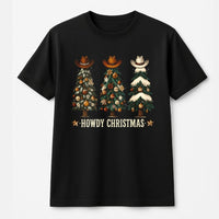 Western Cowboy Hat Christmas Shirt, Howdy Christmas T-Shirt, Country Xmas Tree Graphic Tee, Retro Western Christmas T-Shirt, Holiday Present