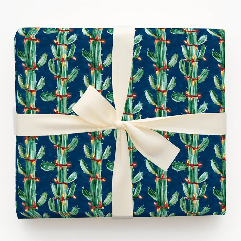 Desert Saguaro Holiday Gift Wrap, Cactus Christmas Wrapping Paper, Southwestern Wrapping Paper, Festive Xmas Present Paper Roll