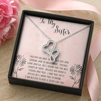 Interlocking Crystal Heart Necklace, Sister Double Heart Necklace, Meaningful Sister Heart Pendant Necklace, Birthday Christmas Present for Her