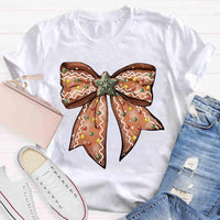 Adorable Holiday Gingerbread Tee, Christmas Gingerbread Bow T-Shirt, Retro Christmas Graphic Shirt, Festive Xmas Tee, Holiday Present for Women