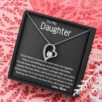 Forever Love Heart Pendant, To My Daughter Necklace, Cubic Zirconia Heart Jewelry, 14k Gold Finish Charm, Daughter Christmas Present from Mom