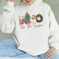 Retro Coquette Santa Hoodie, Tis the Season Christmas Hoodie, Adorable Aesthetic Santa Pullover Hoodie, Winter Holiday Hooded Sweatshirt