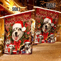 Holiday Siberian Husky Dog Yard Flag, Christmas Husky Garden Flag, Double Sided Winter Pet Garden Flag, Outdoor Lawn Decor, Dog Lover Present